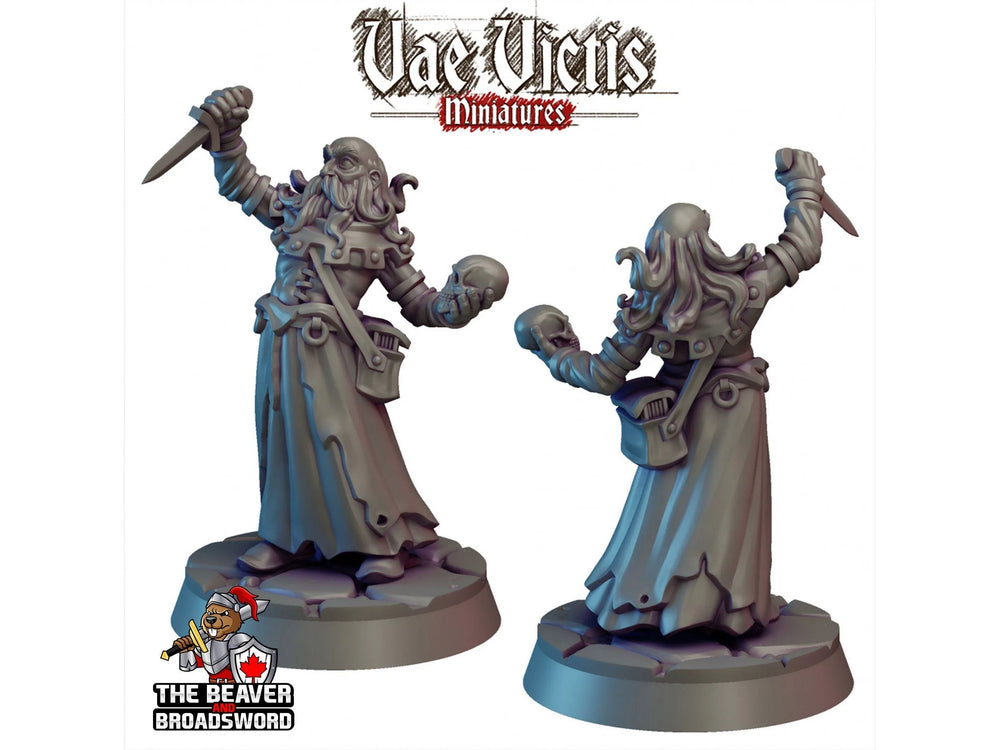 Miniature de Nécromancien - Vae Victis | DnD | Pathfinder | Humain | Homme | Zombie | Sombre | Gothique | Squelette | Goule | Victorien, Fantaisie 28mm 32mm
