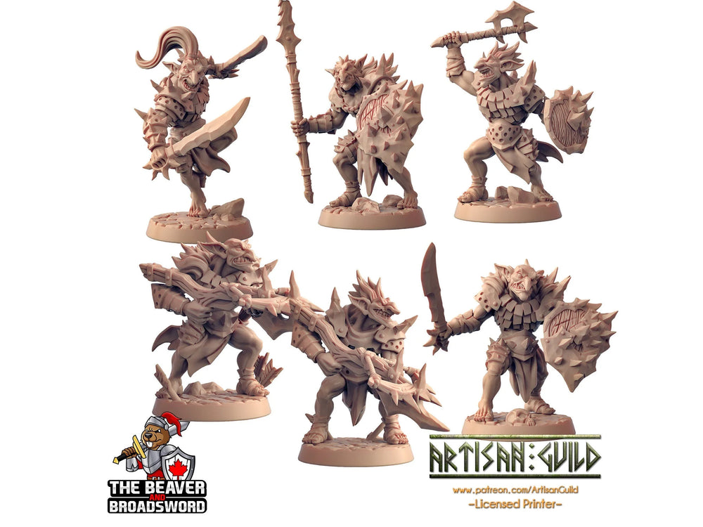 6 Hobgoblin warrior mini pack - Artisan Guild | DnD | Goblin | Fighter | Ranger | Goblinoid | Monster | Pathfinder | Orc | TTRPG