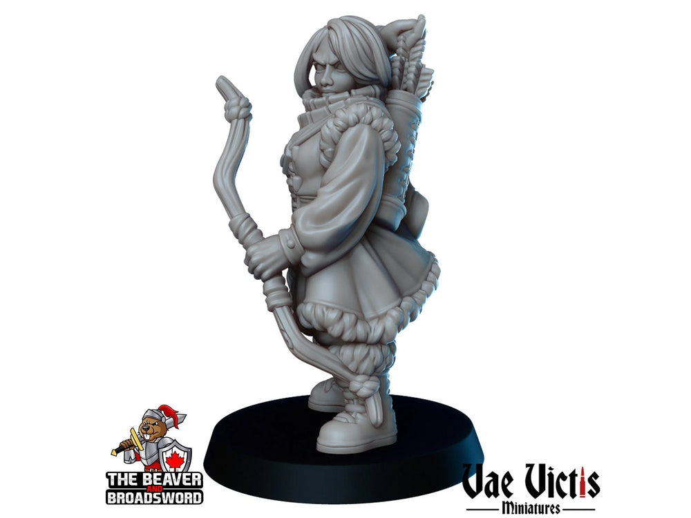 Miniature de jeune Ranger de l'Arctique DnD - Vae Victis | Villageois | Humain | Femme | PNJ | PJ | Héros | Médiéval | Hiver | Froid | PNJ | Fantaisie