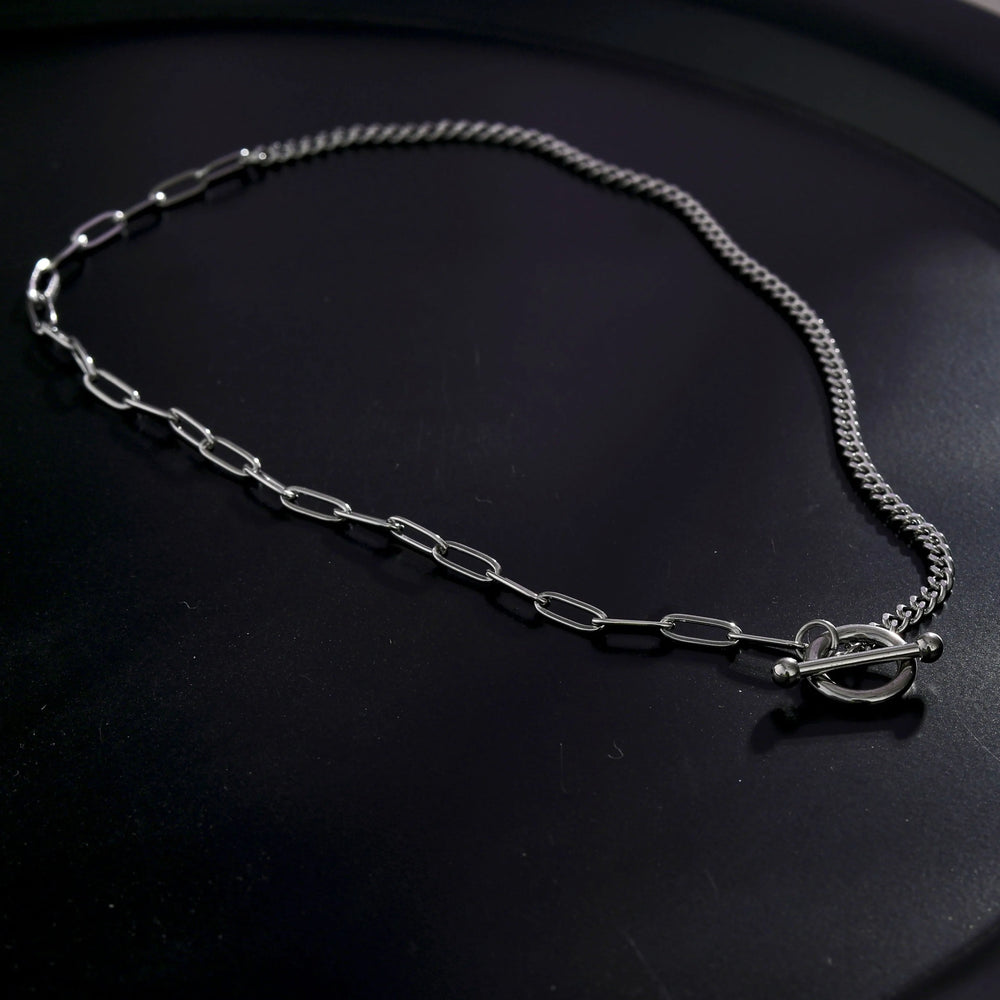 Collier TRIESTE à barre en T et chaîne mixte en argent