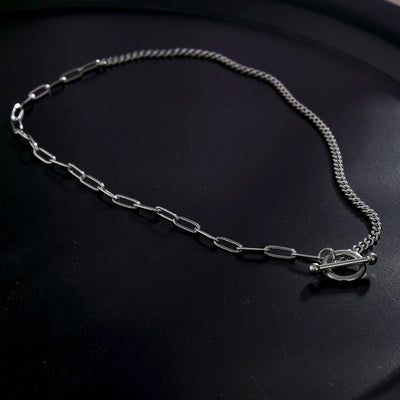 Collier TRIESTE à barre en T et chaîne mixte en argent