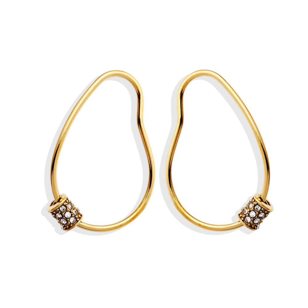Boucles d'oreilles anneau SIMAN à pavage irrégulier en zircone, couleur or