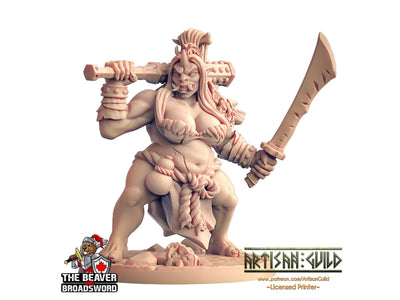Miniature Oni Clan Ogre B - Artisan Guild | Grande taille | Démon | Femme | Géant | Pathfinder | Samouraï | JdR, Jeux de guerre, Monstre, Guerrier