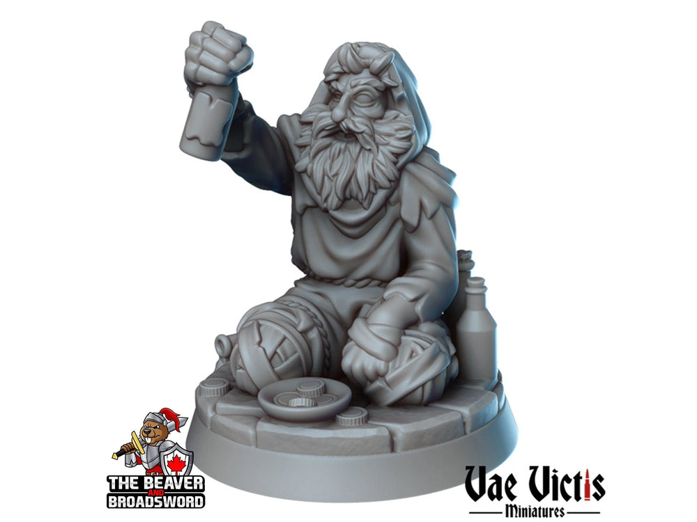 Figurine sans jambes de mendiant DnD - Vae Victis | Villageois | Pauvre | Habitant | PNJ | Ivre | Ville | Voleur | Pathfinder | Souterrain | Humain | Homme