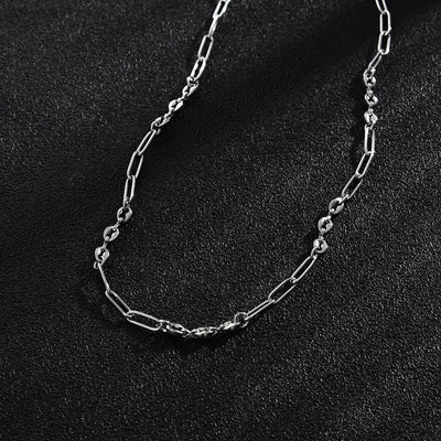 Collier AMMA Argent (Or Blanc) à Maillons et Perles Ovales