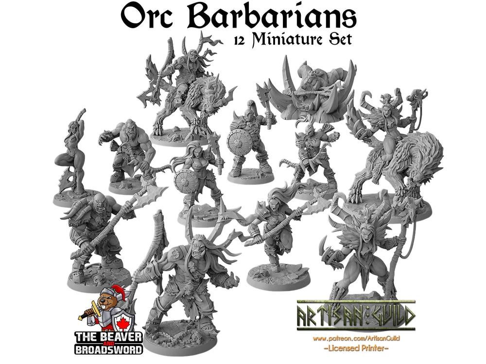 Ensemble de 12 figurines d'orques barbares - Artisan Guild | Barbare | Rôdeur | Guerrier | Gobelinoïde, Pathfinder, TTRPG, Monstre de jeu de guerre, Lot, Ensemble