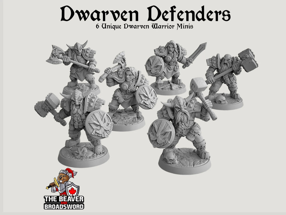 Ensemble de 6 mini figurines de Nains Défenseurs - Artisan Guild | DnD | Guerrier | Barbare | Nain | Prêtre | Paladin | Pathfinder, TTRPG, Jeux de guerre