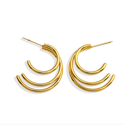 Boucles d'oreilles créoles empilées dorées AILSA