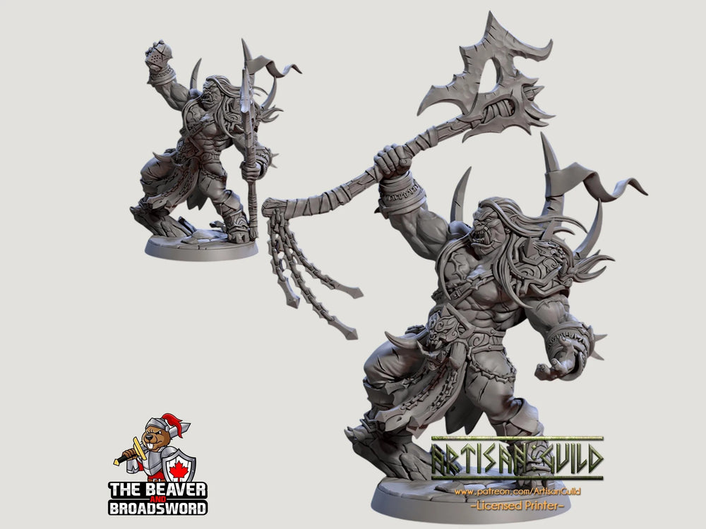 Mountain Orc Warlord, Barbarian, Fighter premium DnD mini - High Quality Resin Printed 28mm 32mm Tabletop Miniature, Tough Durable Figurine