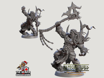 Chef de guerre orc des montagnes, Barbare, Guerrier, figurine de table premium DnD - Miniature de table imprimée en résine de haute qualité 28mm 32mm, figurine résistante et durable