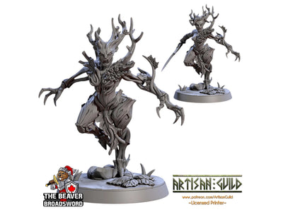 Miniature Barkwraith Spriggan B DnD, Combattant, Fée, Dryade, Elfe - Miniature DnD de haute qualité imprimée en résine 28mm 32mm, Figurine robuste