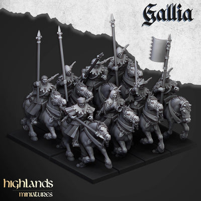Ensemble de figurines montées d'hommes d'armes - Modèles premium en résine à l'échelle 28/32 mm pour wargaming et JdR, Humain, Gallia, Durable, Cavalerie de haute qualité