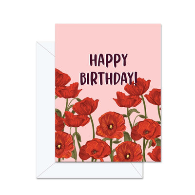 Joyeux Anniversaire (Coquelicots) - Carte de Vœux