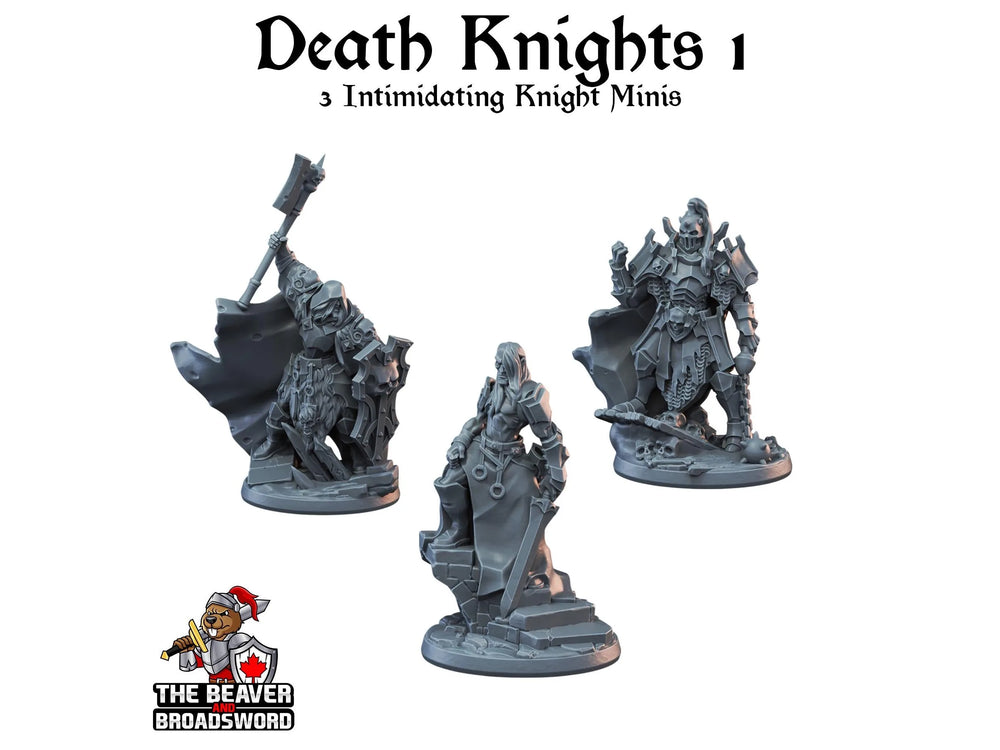 3 Death Knights Miniature Pack - Arbiter Miniatures | DnD | Undead | Skeleton | Necromancer | 28mm 32mm | Pathfinder | Wargaming | Evil