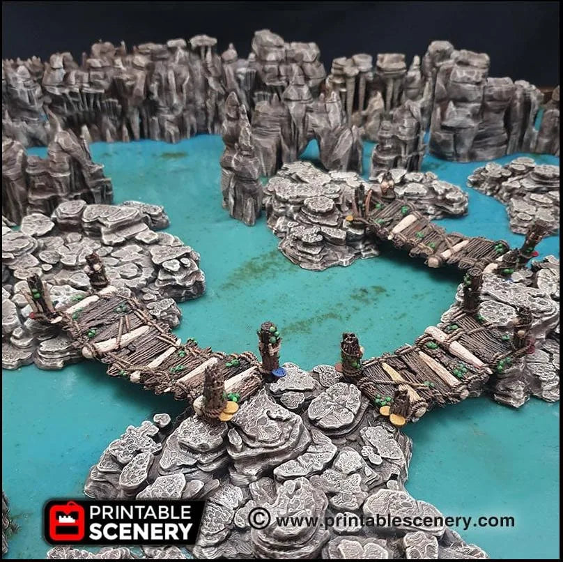Rickety Bridges 6pc | DnD Bridge Scatter Terrain Rocks Dungeon Printable Scenery RPG Tabletop Mini Game Tiles 3D Printed TTRPG Pathfinder