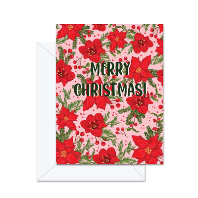 Joyeux Noël! (Poinsettia) - Carte de Vœux