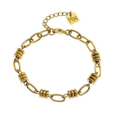 Bracelet manchette KAMA à maillons ovales et perles jointes