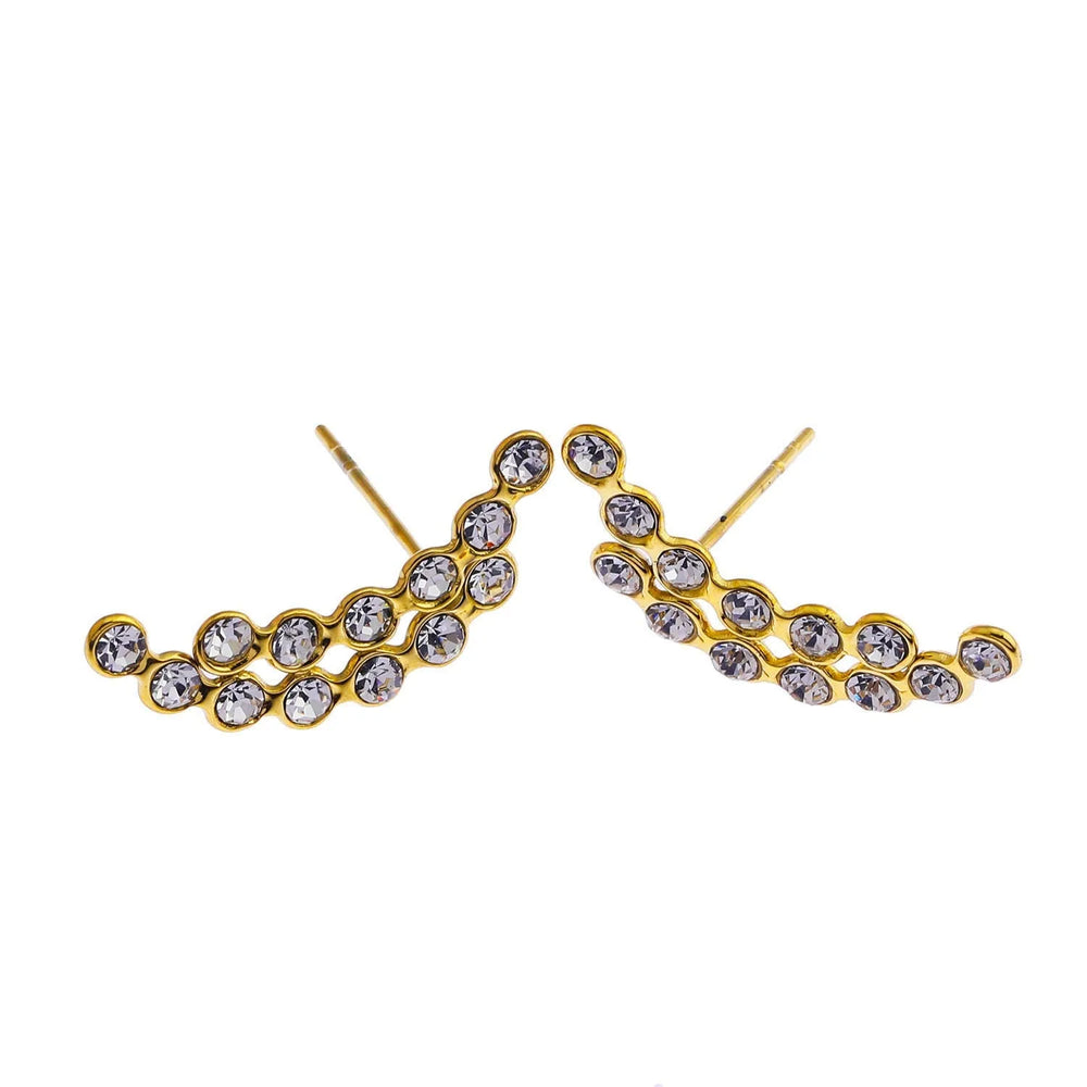 Boucles d'oreilles KIANI Duo Silhouette Courbée Zirconia