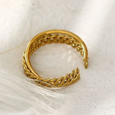 ORELIA Bague Empilable Torsadée à Double Bande Tressée