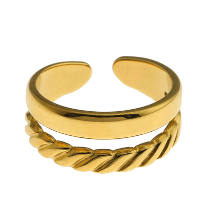 LARISSA : Bague texturée contrastée double empilement
