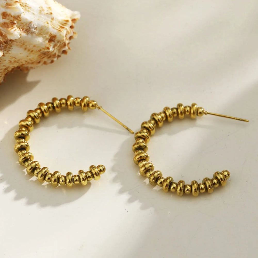 Boucles d'oreilles créoles perlées ACCADIA en or