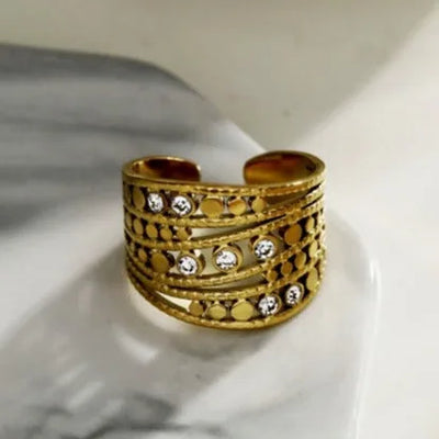 Bague empilable BUENA à plusieurs anneaux sertie de zirconiums