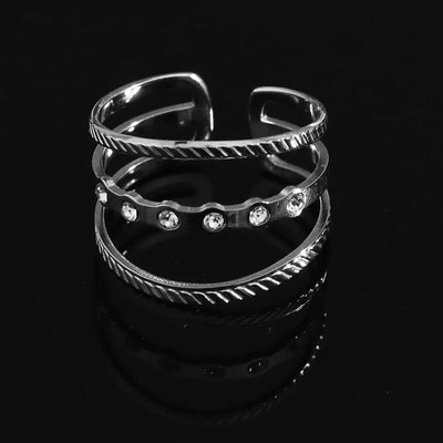 Bague AMALIA Argent Triple Empilé Ornée de Zirconia