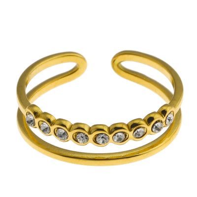ORDELLA : Bague Parallèle Double Empilée Ornée de Zirconia