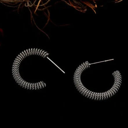 Boucles d'oreilles KUMASI texturées argentées