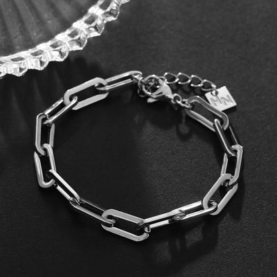 JACKI : Bracelet trombone contemporain argenté