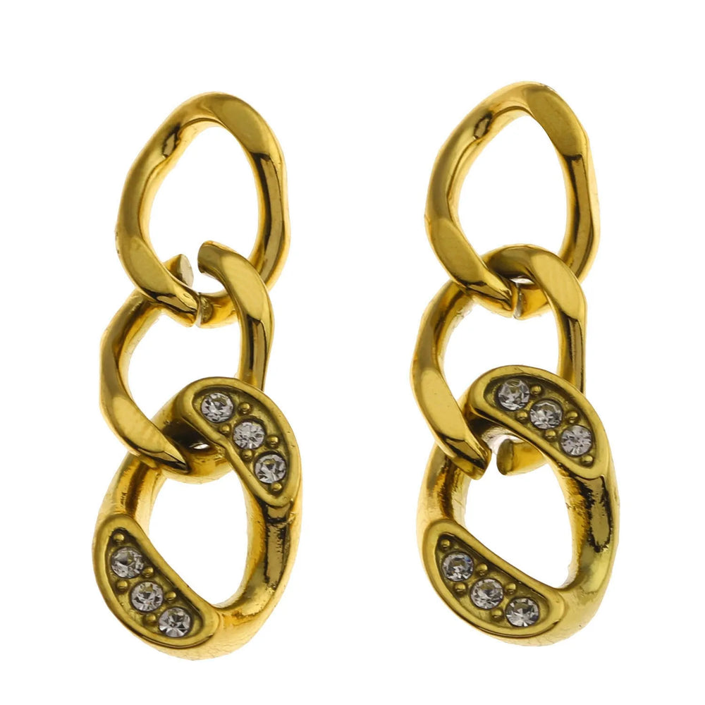 Boucles d'oreilles pendantes CUBA à maillons cubains avec zircone