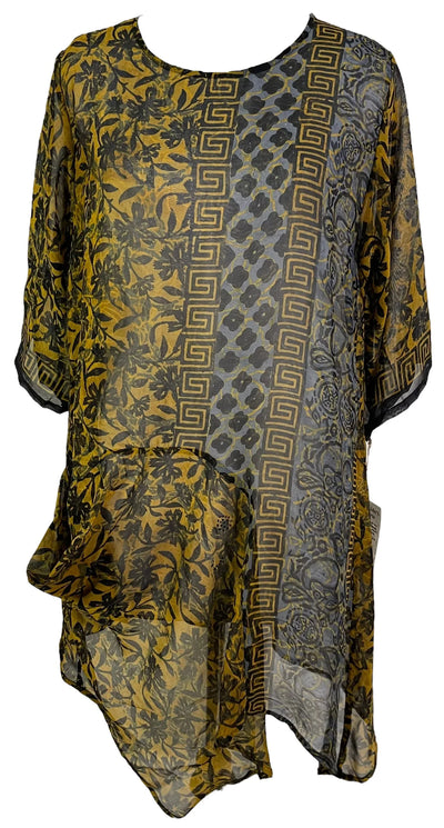 PRG6027 Robe tunique en pure soie Sheer Avatar avec poche intégrée