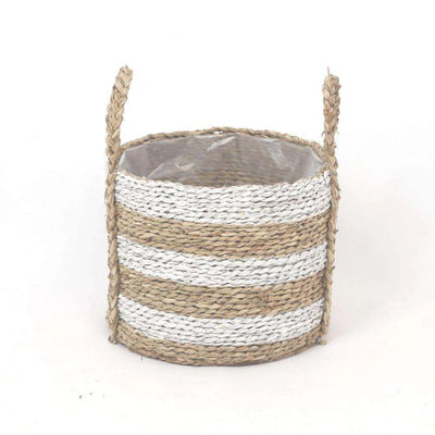 Tom - Jardinière en herbe marine avec rayures blanches