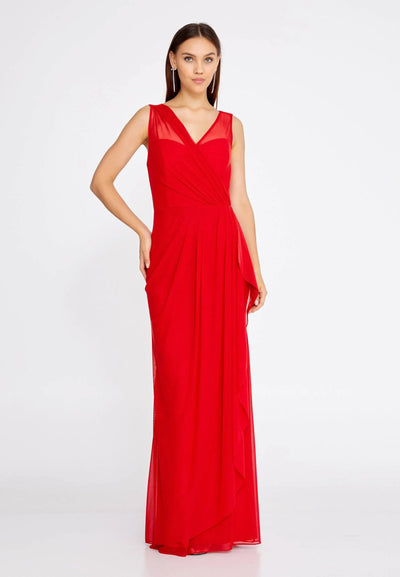 Robe Longue Colonne à Enroulement en Mousseline - Rouge