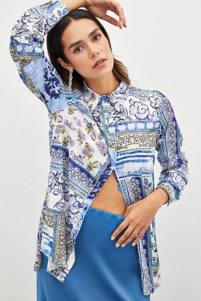 Chemise à motif classique - Bleu