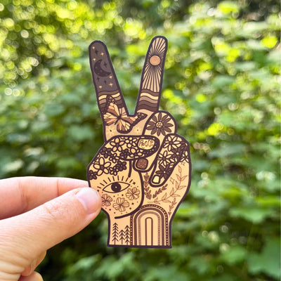 Autocollant Main Paix Hippie