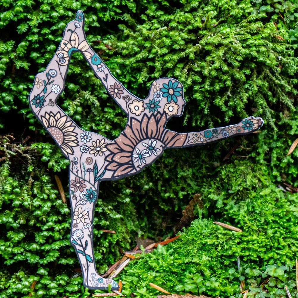 Autocollant Danseuse Florale Yoga