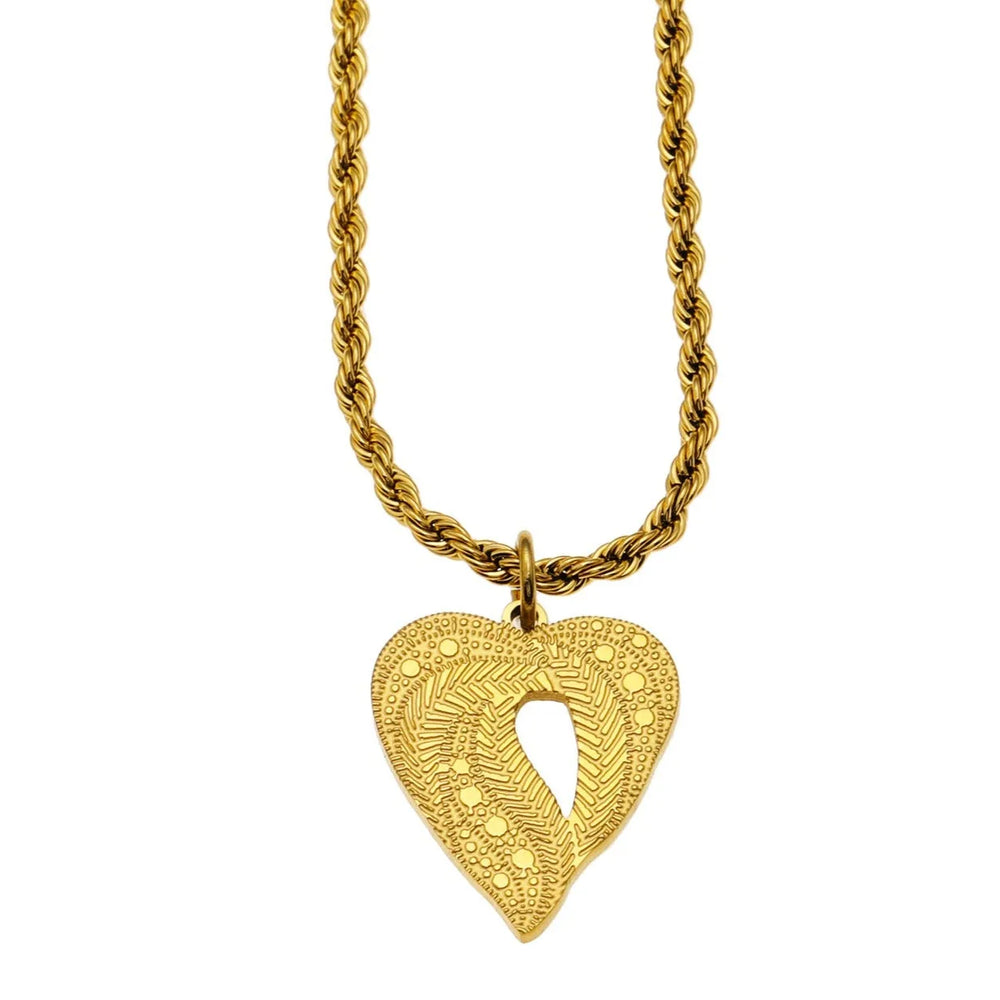 GIVERNY : Pendentif Cœur Abstrait Orné sur Collier Cordon