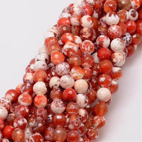 Agate Orange à Crépitements Facettée, Pierre Gemme Perle