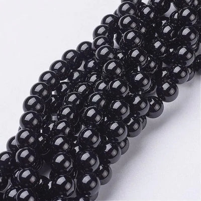 Perles d'onyx noir naturelles