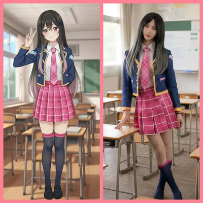 Anime Style Cosplay Halloween Costume Set School Uniform with Jacket and Skirt