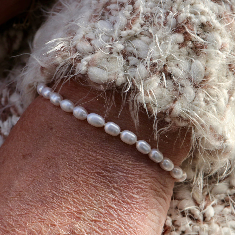 Sterling Silver and Rice Pearl Bracelet