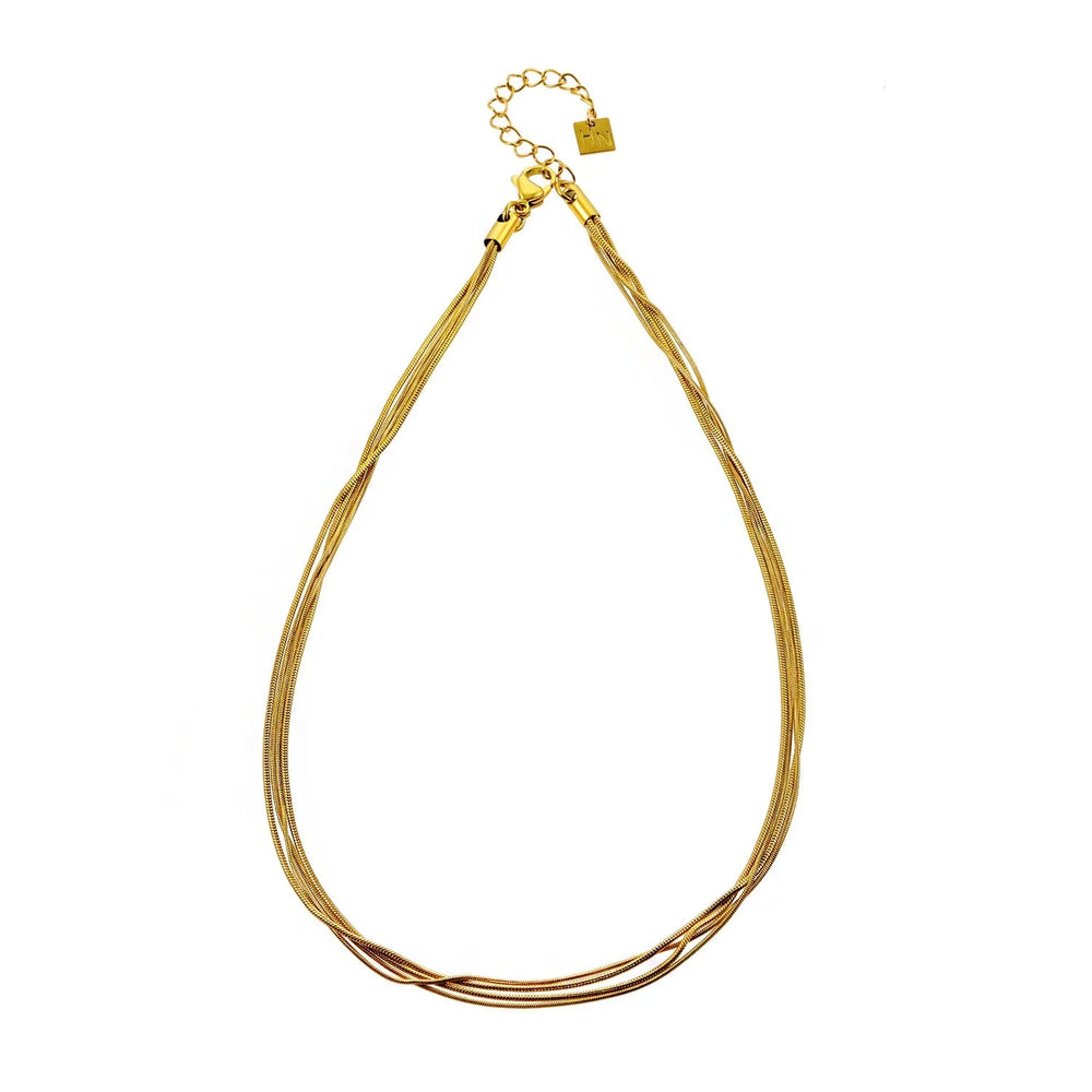 Collier à multiples rangs texturé effet peau de serpent AVEZZANO Gold : Élégance exquise