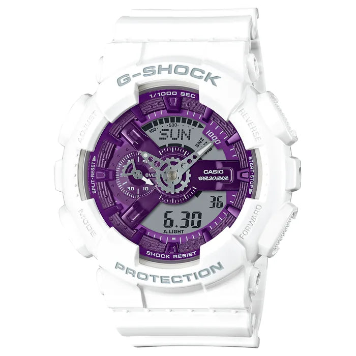 CASIO G-Shock Analogique-Numérique Blanc/Violet | GA110WS-7A