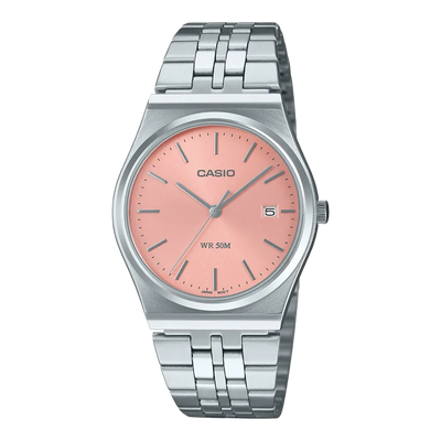 CASIO Vintage Analog Pêche/Argent Acier Inoxydable | MTPB145DC-4AVT