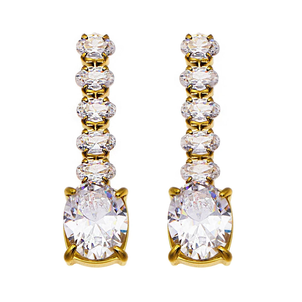 MALIA : Boucles d'oreilles pendantes en zircone en cascade rayonnante