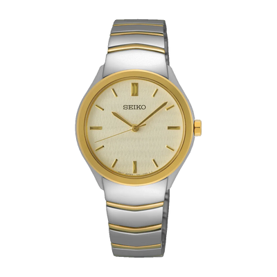 SEIKO Discover More Deux Tons Cadran Blanc pour Femmes | SUR550P1