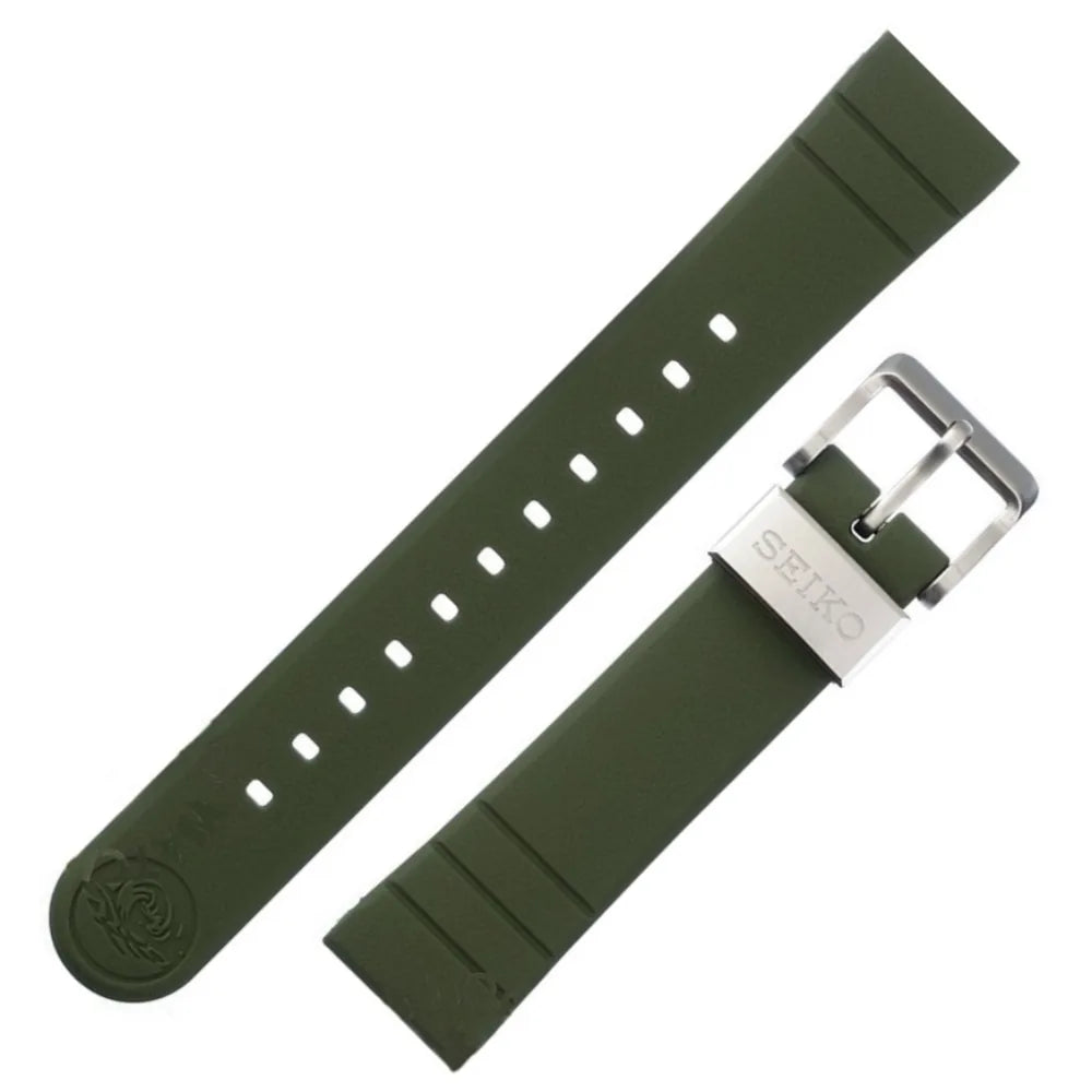 SEIKO Bracelet en caoutchouc vert kaki OEM 20 mm | R03L011J0