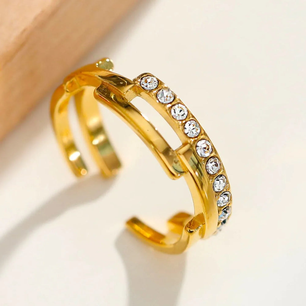 Bague PEDRA : Zirconia empilée et juxtaposée