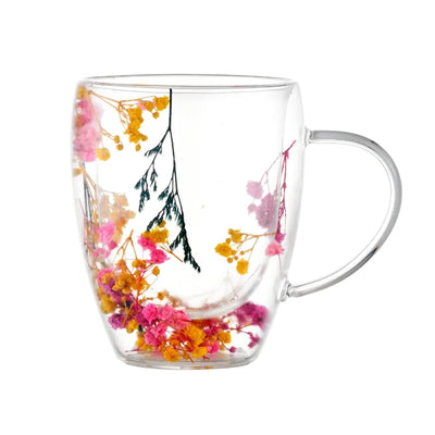 Tasse à café isolée à double paroi avec fleur – 250 ml / 8,35 oz